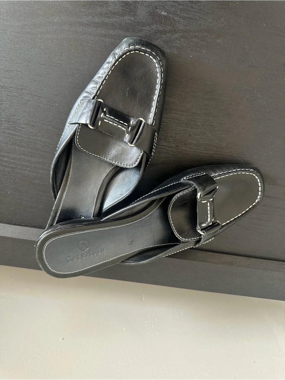 Cole Haan Nike Air Black Leather Mule Loafers Size 8.5B